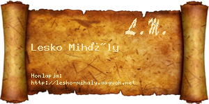 Lesko Mihály névjegykártya